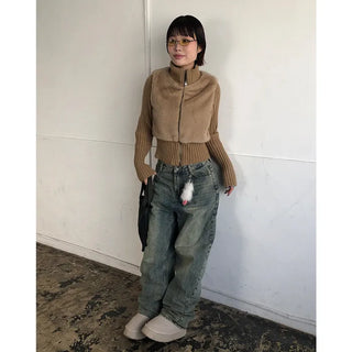 Vintage Wash Wide Denim Pants