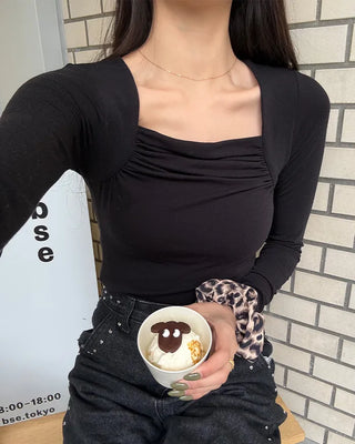 Square Shirring Bolero Style T-Shirt