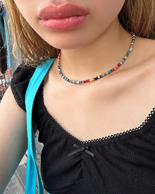 Asymmetrical Colorful Bead Necklace