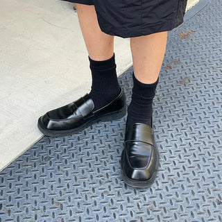 Square black loafers