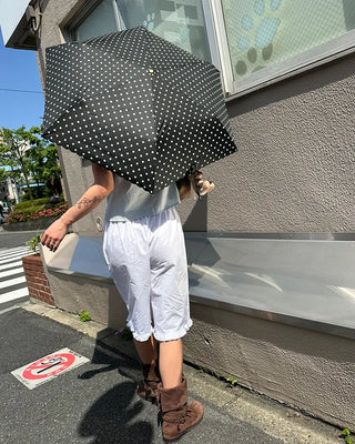 Dot Scallop Hem All-Weather Umbrella