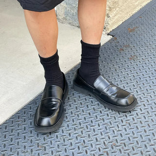 Square black loafers