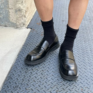Square black loafers