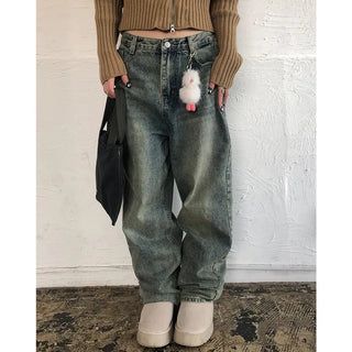 Vintage Wash Wide Denim Pants