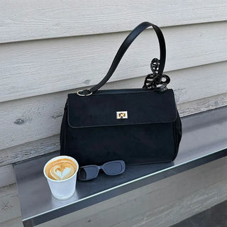Suede-style square shoulder bag