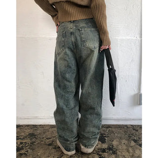 Vintage Wash Wide Denim Pants