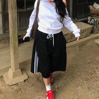 Waist drawstring Bermuda jersey pants