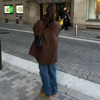 High-neck collar half coat