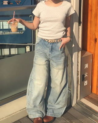 (Unisex) York Side Tuck Balloon Jeans