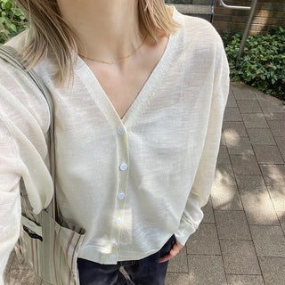 Linen V-neck cardigan