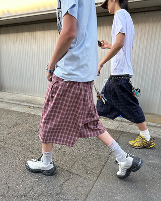 (ORIGINAL) Tartan Check Half Wide Easy Pants
