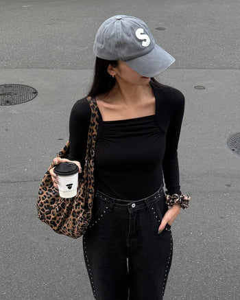 Square Shirring Bolero Style T-Shirt