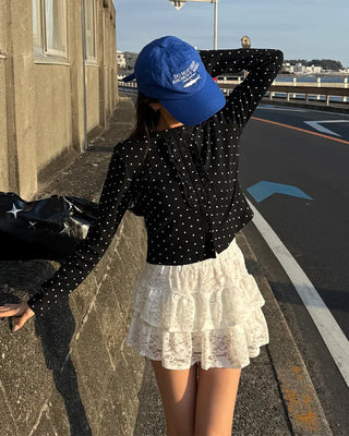 Polka Dot Bust Frill Point Cardigan