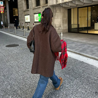 High-neck collar half coat