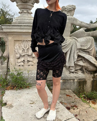 Waist frill lace half leggings