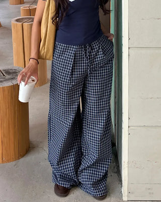Super Wide Check Seersucker Pants