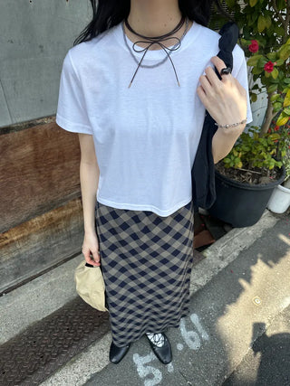Checked long skirt