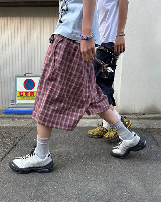 (ORIGINAL) Tartan Check Half Wide Easy Pants