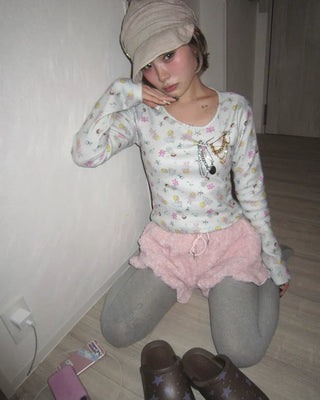 Baby Jewel Neck Cropped Fleece-Lined Cut and Sew Top