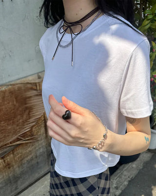 Basic semi-cropped T-shirt