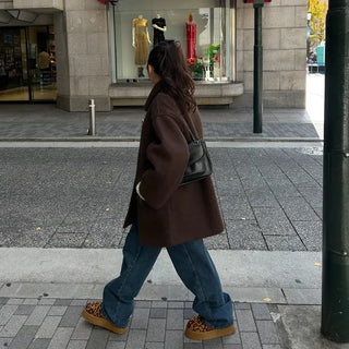 High-neck collar half coat