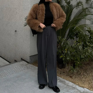 One-pintuck wide slacks