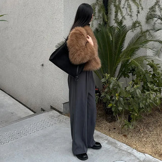One-pintuck wide slacks