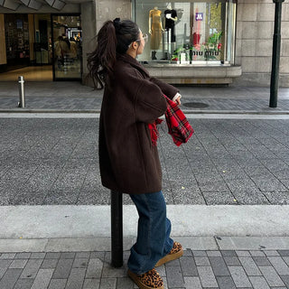 High-neck collar half coat