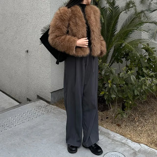 One-pintuck wide slacks