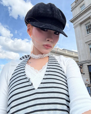 Simple suede newsboy cap