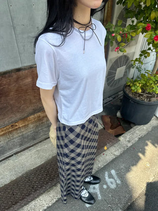 Checked long skirt