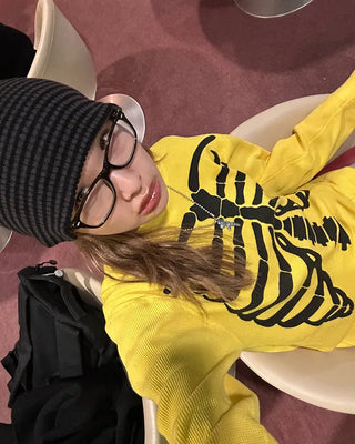 Slim Border Rib Knit Beanie