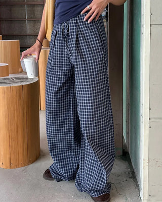 Super Wide Check Seersucker Pants