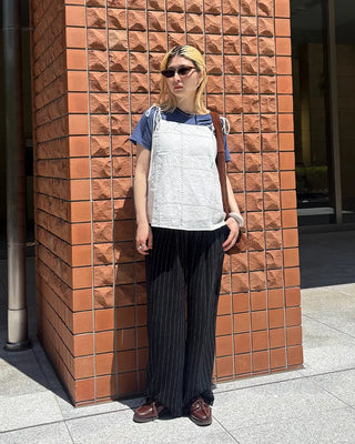 Pinstripe Linen Viscose Easy Pants