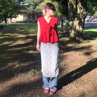 Ribbon tulle layered skirt