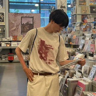Vintage print short-sleeved T-shirt