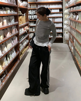 Side lace-line jogger pants