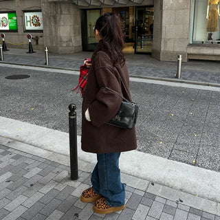 High-neck collar half coat