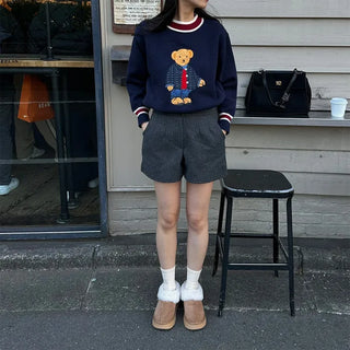Wool banding shorts