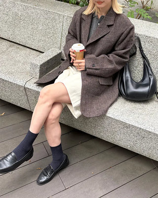 (Unisex) Herringbone Dart Line Single Jacket