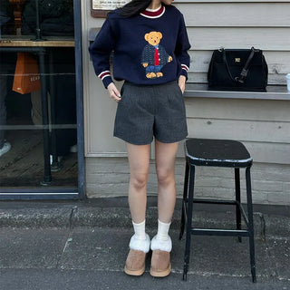 Wool banding shorts