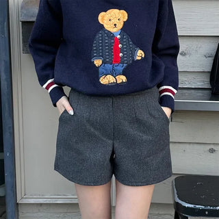 Wool banding shorts