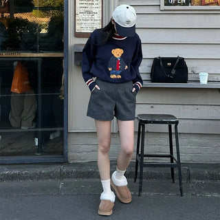 Wool banding shorts