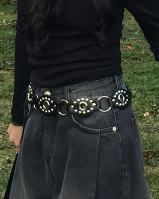 Vintage studded strap belt