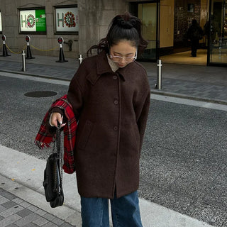 High-neck collar half coat