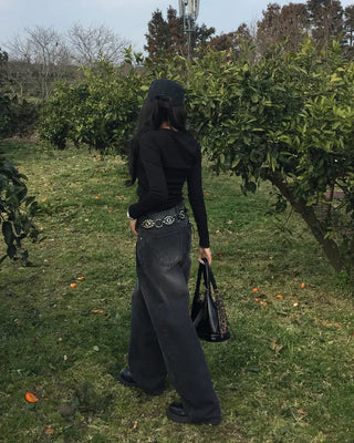 Vintage Wash Wide Denim Pants