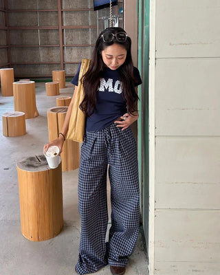 Super Wide Check Seersucker Pants