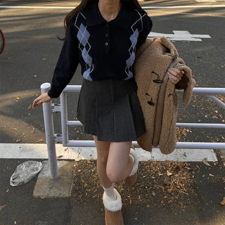 One-pocket pleated mini skirt