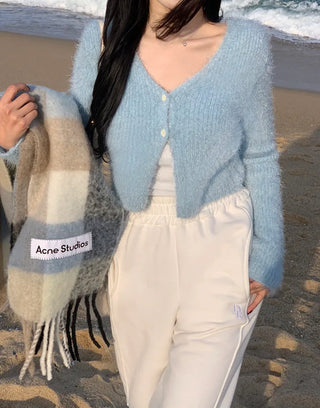 Angora knit cardigan