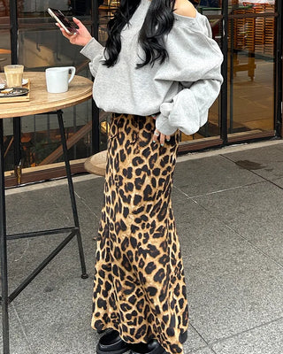Big leopard mermaid maxi skirt